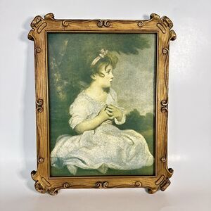 Age of Innocence Print Vintage 1930s Wooden Ornate Frame 14” L x 11.5” W
